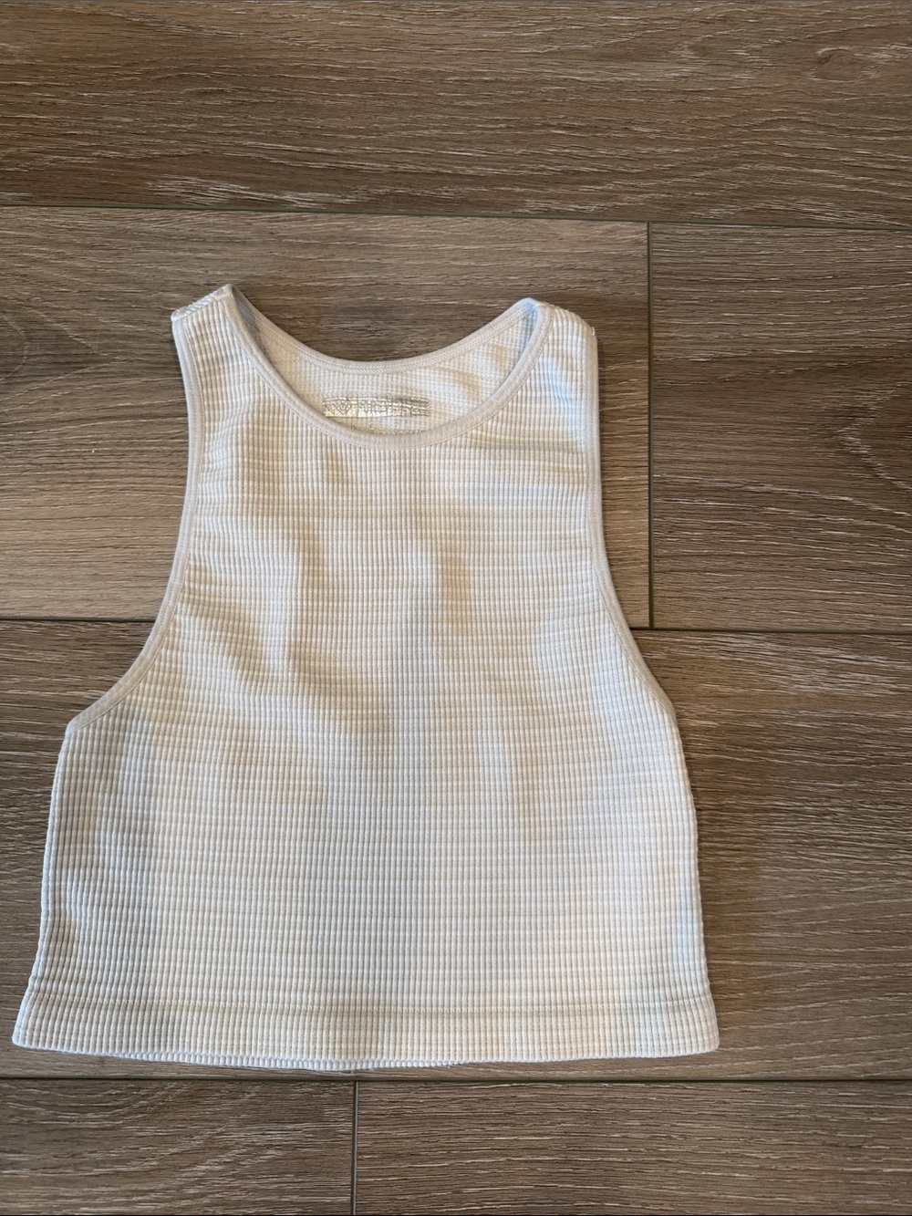 Forever 21 White Ribbed High-Neck Crop Tank